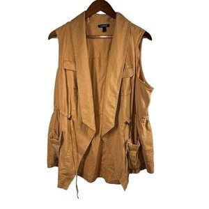 Torrid Linen Drape Front Vest Size 1 Biscuit
